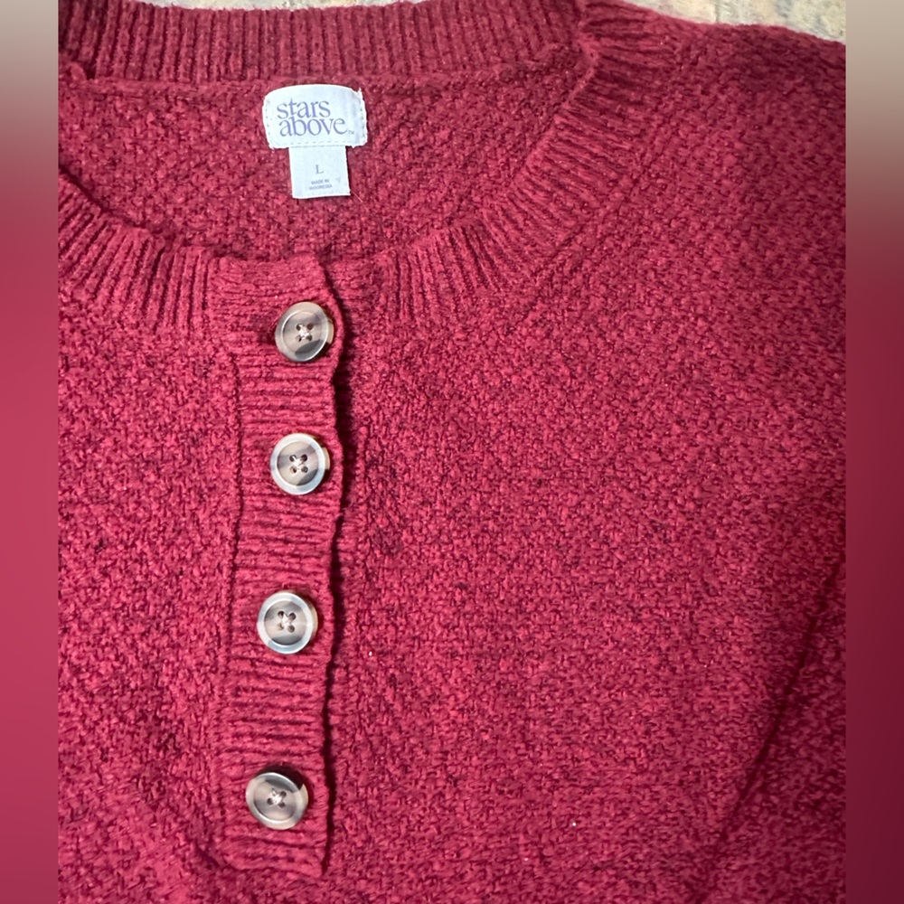 maroon Stars Above long sleeve women’s sweater - Picture 5 of 6